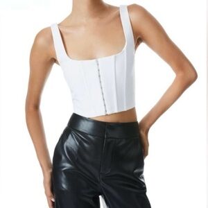 Alice + Olivia Breslin Boned Corset Top Off White